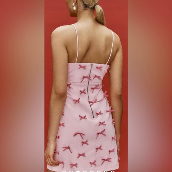 NWT MAEVE THE BRYNNE 3D PINK BOW SPAGHETTI STRAP DRESS 6 - Picture 3 of 9